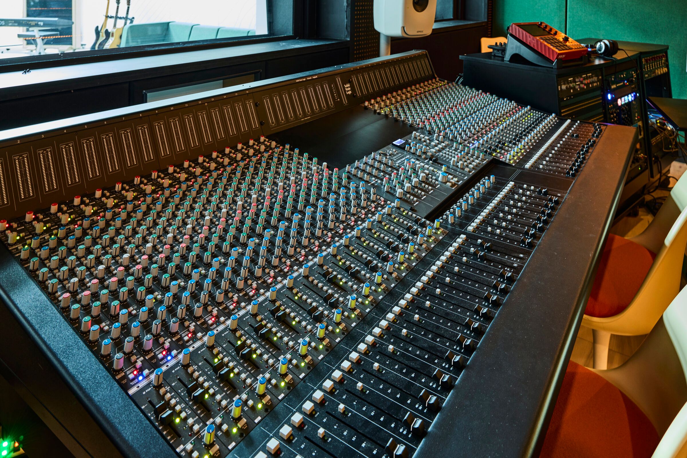 SSL Origin 32-channel mixing console at Verdant Sound recording studio